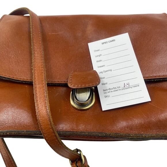 Patricia Nash Push Lock Lanza Leather Crossbody Tan - Picture 13 of 13